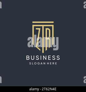 Monogramme ZR avec un graphique vectoriel de conception de forme de bouclier moderne et de luxe Illustration de Vecteur