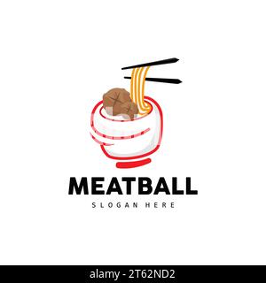 Logo Meatball, vecteur pour la marque Food Stall, icône de conception simple de restauration rapide, illustration de modèle Illustration de Vecteur