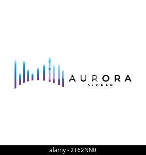 Logo Aurora, vecteur d'onde lumineuse, conception de paysage de nature, icône d'illustration de modèle de marque de produit Illustration de Vecteur