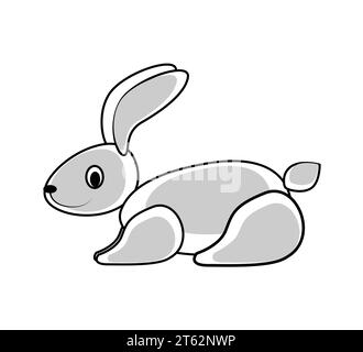 Joli petit lapin emblème minimaliste. Vecteur plat Illustration de Vecteur