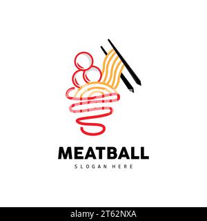 Logo Meatball, vecteur pour la marque Food Stall, icône de conception simple de restauration rapide, illustration de modèle Illustration de Vecteur