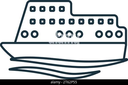 Icône de contour du ferry. Panneau simple monochrome de la collection transport. Icône de ferry pour logo, modèles, conception Web et infographie. Illustration de Vecteur