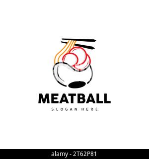 Logo Meatball, vecteur pour la marque Food Stall, icône de conception simple de restauration rapide, illustration de modèle Illustration de Vecteur