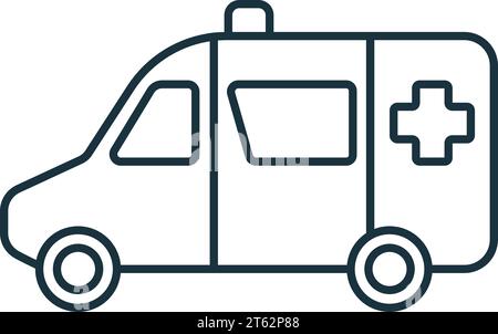 Icône de contour de l'ambulance. Panneau simple monochrome de la collection transport. Icône ambulance pour logo, modèles, conception Web et infographie. Illustration de Vecteur