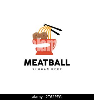 Logo Meatball, vecteur pour la marque Food Stall, icône de conception simple de restauration rapide, illustration de modèle Illustration de Vecteur