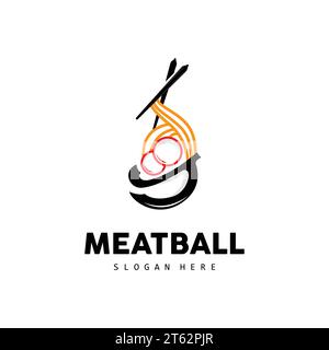 Logo Meatball, vecteur pour la marque Food Stall, icône de conception simple de restauration rapide, illustration de modèle Illustration de Vecteur