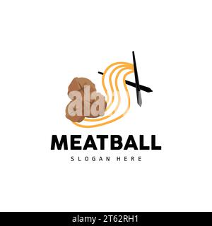 Logo Meatball, vecteur pour la marque Food Stall, icône de conception simple de restauration rapide, illustration de modèle Illustration de Vecteur