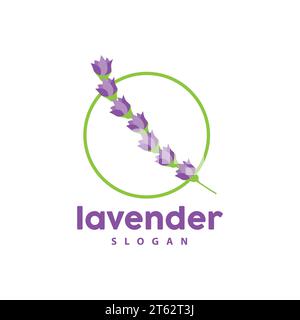 Logo de lavande, simple élégant vecteur de plante de fleur violette, conception de carte de voeux, bannière, ornement de fleur, mariage dessiné à la main de lavande, icône symbole Illu Illustration de Vecteur