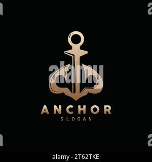 Logo d'ancre, Ocean Ship Vector, Design minimaliste simple, icône d'ancre, Spartan, océan, Illustration de modèle de symbole Illustration de Vecteur