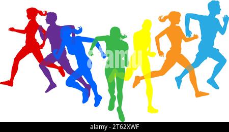 Ensemble de silhouettes de sport de running Silhouette Runners Illustration de Vecteur