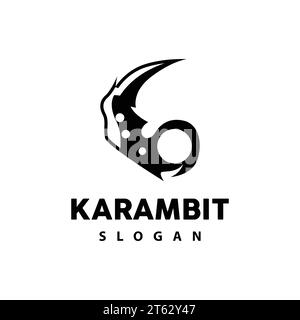 Logo Kerambit, vecteur d'arme de combat d'Indonésie, conception simple d'outil de combat de Ninja, icône de symbole d'illustration de modèle Illustration de Vecteur