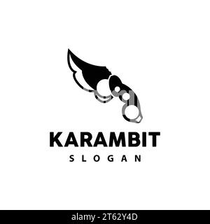 Logo Kerambit, vecteur d'arme de combat d'Indonésie, conception simple d'outil de combat de Ninja, icône de symbole d'illustration de modèle Illustration de Vecteur