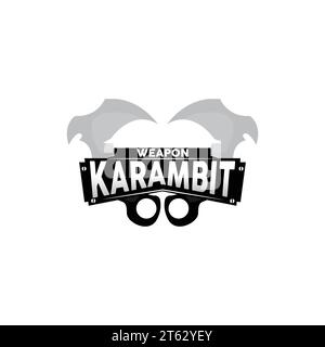 Logo Kerambit, vecteur d'arme de combat d'Indonésie, conception simple d'outil de combat de Ninja, icône de symbole d'illustration de modèle Illustration de Vecteur