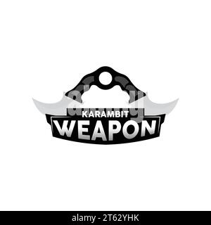 Logo Kerambit, vecteur d'arme de combat d'Indonésie, conception simple d'outil de combat de Ninja, icône de symbole d'illustration de modèle Illustration de Vecteur