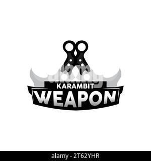 Logo Kerambit, vecteur d'arme de combat d'Indonésie, conception simple d'outil de combat de Ninja, icône de symbole d'illustration de modèle Illustration de Vecteur