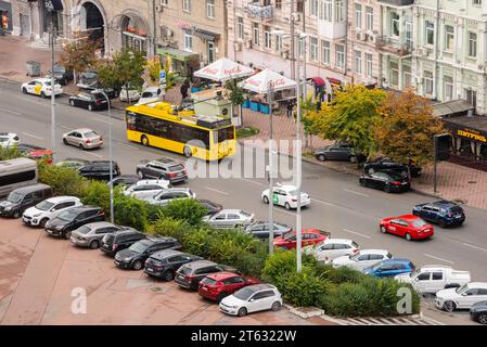 La ville de Kiev pendant l'alarme aérienne, la guerre Banque D'Images