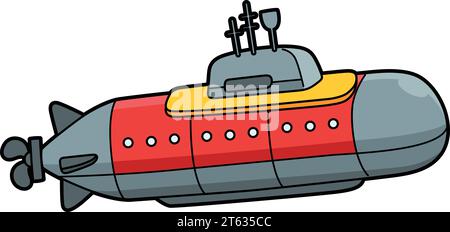 Sous-marin nucléaire Cartoon Colored Clipart Illustration de Vecteur