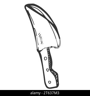 Couteau pour couper la viande. Style Doodle Illustration de Vecteur