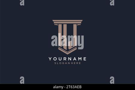 Logo initial DE KJ avec style de pilier, inspiration de conception de logo de cabinet d'avocats de luxe Illustration de Vecteur