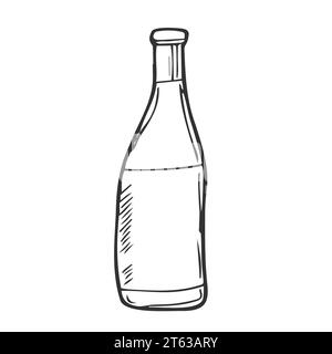 bouteille, illustration vectorielle de style d'esquisse isolé sur fond blanc. bouteille en verre, récipient Illustration de Vecteur