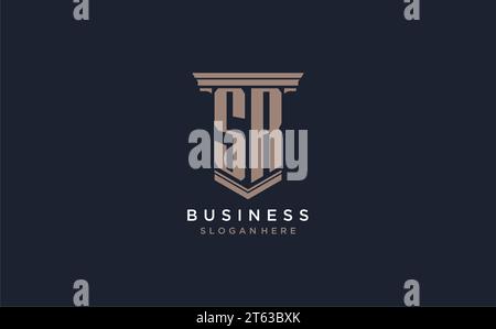 Logo initial SR avec style de pilier, idées de conception de logo de cabinet d'avocats de luxe inspiration Illustration de Vecteur