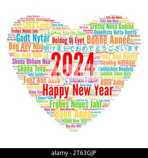 Bonne année 2024 nuage de mots dans différentes langues Banque D'Images