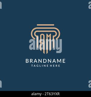 Style initial de logo de pilier AM, graphique vectoriel de conception de logo de cabinet d'avocats juridique d'avocat moderne de luxe Illustration de Vecteur