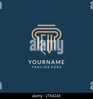 Style initial de logo de pilier EV, graphique vectoriel de conception de logo de cabinet d'avocat juridique de luxe moderne Illustration de Vecteur