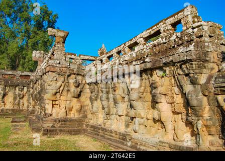 La terrasse des éléphants. Angkor Thom. Cambodge. Banque D'Images