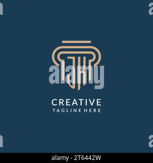 Style initial de logo de pilier JK, graphique vectoriel de conception de logo de cabinet d'avocats juridique d'avocat moderne de luxe Illustration de Vecteur