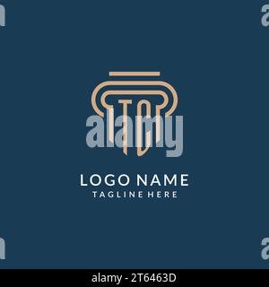 Style initial de logo de pilier TC, graphique vectoriel de conception de logo de cabinet d'avocats juridique d'avocat moderne de luxe Illustration de Vecteur