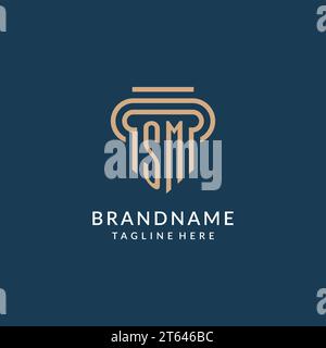 Style initial de logo de pilier SM, graphique vectoriel de conception de logo de cabinet d'avocat juridique de luxe moderne Illustration de Vecteur