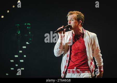 Zürich, Suisse. 28 octobre 2023. Le groupe suisse Stubete Gäng donne un concert live lors de la Die grosse Schlagerparty 2023 au Hallenstadion à Zürich. (Crédit photo : Gonzales photo - Tilman Jentzsch). Banque D'Images