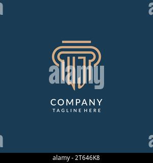 Style initial de logo de pilier WJ, graphique vectoriel de conception de logo de cabinet d'avocats juridique d'avocat moderne de luxe Illustration de Vecteur