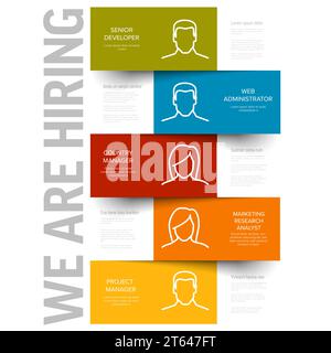 Nous embauchons un modèle de circulaire minimaliste – à la recherche de nouveaux membres de notre équipe qui embauchent un nouveau membre de l'équipe de l'entreprise – simpl Illustration de Vecteur