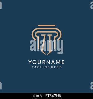 Style initial de logo de pilier ZI, graphique vectoriel de conception de logo de cabinet d'avocats juridique d'avocat moderne de luxe Illustration de Vecteur