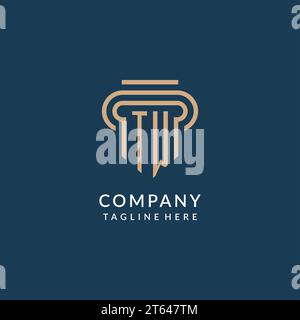 Style de logo de pilier initial TW, graphisme vectoriel de conception de logo de cabinet d'avocats juridique moderne d'avocat de luxe Illustration de Vecteur