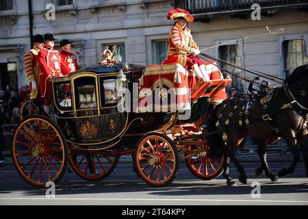 Londres, Royaume-Uni. 7 novembre 2023. Première ouverture officielle du Parlement pour le roi Charles III depuis son couronnement. Banque D'Images
