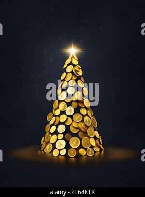 Arbre de Noël à partir de pièces d'or, soyez riche et heureux Banque D'Images