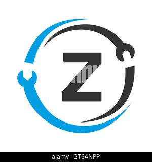 Logo de réparation lettre Z. Outil de services à la maison, modèle de logo de réparation de voiture pour les entreprises, les entreprises et l'industrie de la construction Illustration de Vecteur
