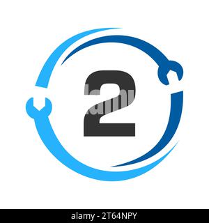 Lettre 2 logo de réparation. Outil de services à la maison, modèle de logo de réparation de voiture pour les entreprises, les entreprises et l'industrie de la construction Illustration de Vecteur