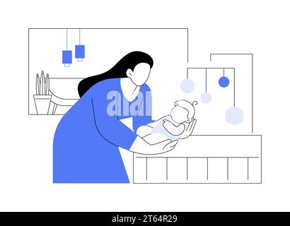 Mettre un bébé au lit des illustrations vectorielles de dessins animés isolées. Illustration de Vecteur