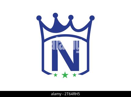 Lettre N roi modèle de vecteur de conception de couronne. Conception d'icône de logo de lettre avec modèle de couronne de roi Illustration de Vecteur