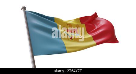 Drapeau de Moldavie agitant isolé sur fond transparent blanc Banque D'Images