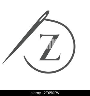 Logo de tailleur de lettre Z, aiguille et logo de fil pour vêtement, broderie, textile, mode, tissu, tissu Illustration de Vecteur