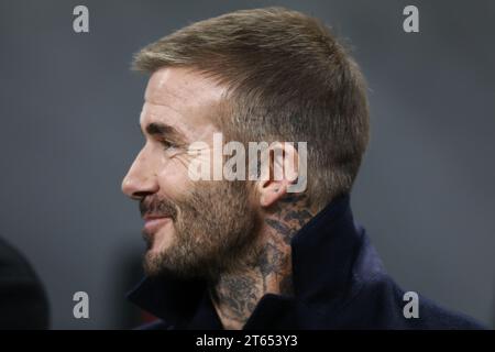 Milan, Italie. 07 novembre 2023. DAVID BECKHAM assiste au match de la phase de groupes de l'UEFA Champions League entre l'AC Milan et le Paris Saint Germain le mardi 7 novembre 2023 au Stadio San Siro, Italie crédit : Mickael Chavet/Alamy Live News Banque D'Images