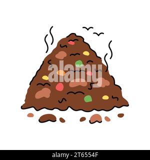 Icône de ligne de couleur de pile de compost. Compostage. Elément isolé par vecteur. Contour modifiable. Illustration de Vecteur