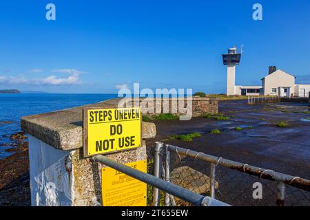 Phare de Ferris point, Island Magee, comté d'Antrim, Irlande du Nord, Royaume-Uni Banque D'Images