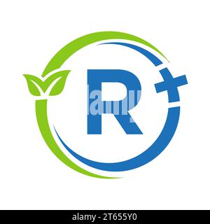 Lettre R logo Healthcare. Logo médecin sur le signe Alphabet R. Conception du symbole pharmacie médicale plus Illustration de Vecteur