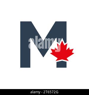 Lettre M modèle de logo feuille d'érable symbole du Canada. Logo canadien minimal de l'entreprise et identité de l'entreprise Illustration de Vecteur